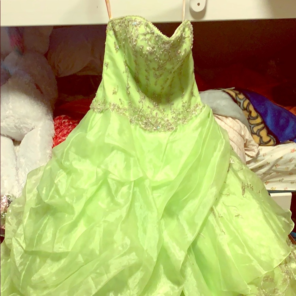 A lime green prom dress